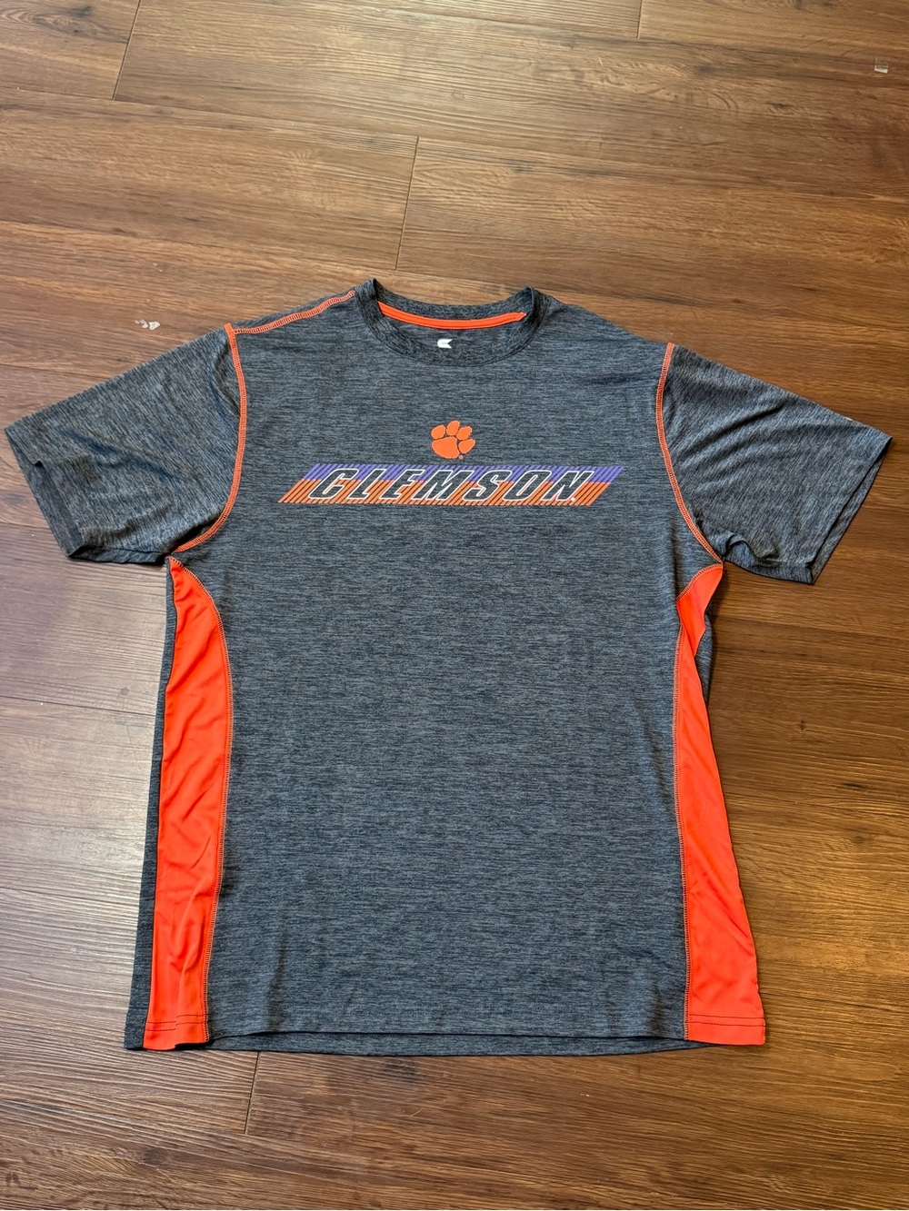 Colosseum Gray Tee with Orange Accents and Clemson Logo